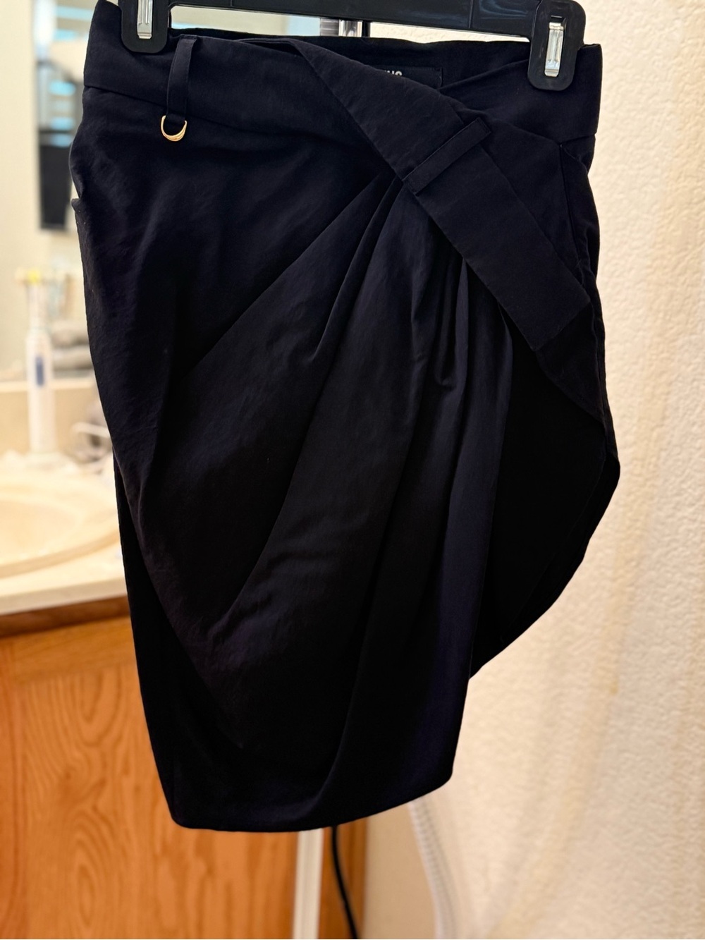 Jacquemus Black Draped Pencil Skirt with Ring Detail